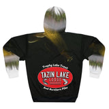 Tazin Lake Lodge - Lake Trout Hoodie, Unisex Pullover, Outdoor Apparel, Gift for Anglers, Lake Trout Lover Gear, Casual Wear, Fishing Trip Clothing
