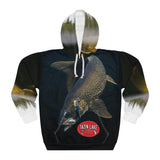 Tazin Lake Lodge - Lake Trout Hoodie, Unisex Pullover, Outdoor Apparel, Gift for Anglers, Lake Trout Lover Gear, Casual Wear, Fishing Trip Clothing
