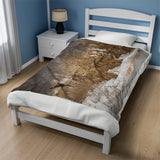 FHF - Pheasants in Food Plot Snow Storm - Velveteen Plush Blanket