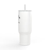 FLAG! 40oz Engraved Tumbler — Travel Mug with Handle, Lid & Straw (Flag Garage Design)