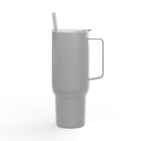 FLAG! 40oz Engraved Tumbler — Travel Mug with Handle, Lid & Straw (Flag Garage Design)