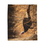 Turkey Fish Hunt Forever  - Cozy Velveteen Plush Blanket with Rustic Turkey Design – Perfect for Fall Decor and Thanksgiving