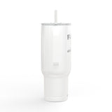 FLAG! 40oz Engraved Tumbler — Travel Mug with Handle, Lid & Straw (Flag Garage Design)