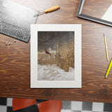 Snowstorm Rooster - Bret Amundson - Fine Art Prints (Passepartout Paper Frame)